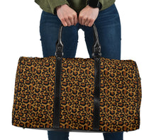 Load image into Gallery viewer, Leopard Print Travel Bag Duffel With Black Faux Leather Handles