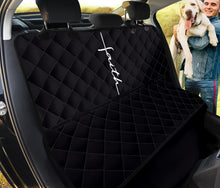 Load image into Gallery viewer, Black Bench Seat Protector For Pets With Faith Word Cross In White