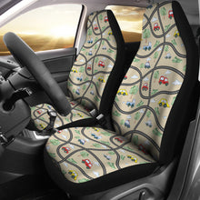Load image into Gallery viewer, Tan With Cars, Roads and Trucks Playmat Style Design Car Seat Covers Set