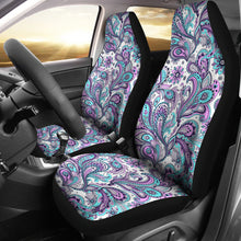 Load image into Gallery viewer, Purple, Pink, White and Teal Floral Paisley Pattern Car Seat Covers