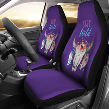 Load image into Gallery viewer, Stay Wild Boho Cow Skull Design Purple Car Seat Covers Set