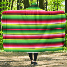 Load image into Gallery viewer, Bright Green and Red Serape Style Hooded Blanket