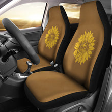 Load image into Gallery viewer, Faith Sunflower on Rustic Brown Faux Suede Car Seat Covers