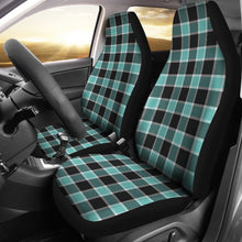 Load image into Gallery viewer, Turquoise and Black Plaid Check Car Seat Covers