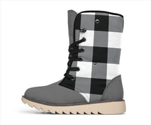 Load image into Gallery viewer, Buffalo Plaid Color Block Fur Lined Snow Boots Black and White Winter Boots
