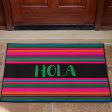 Load image into Gallery viewer, Hola Door Mat Black With Colorful Serape Pattern