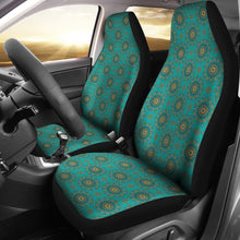 Load image into Gallery viewer, Teal and Yellow Gold Mandala Pattern Car Seat Covers