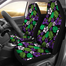 Load image into Gallery viewer, Purple and Green Hibiscus Flower Car Seat Covers Hawaiian Tropical Set of 2