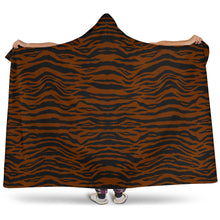 Load image into Gallery viewer, Dark Tiger Print With Hooded Blanket Sherpa Lining Animal