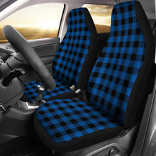 Load image into Gallery viewer, Royal Blue and Black Buffalo Plaid Car Seat Covers Set