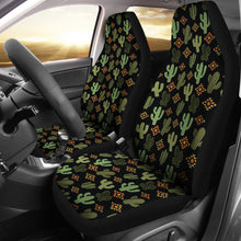Load image into Gallery viewer, Drab Green and Gold Cactus Pattern Car Seat Covers Set