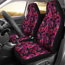 Load image into Gallery viewer, Black Pink Purple Floral Pattern Car Seat Covers Tropical Flowers