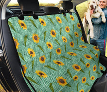 Load image into Gallery viewer, Turquoise Burlap Design With Sunflower Pattern Back Seat Protectors