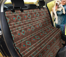Load image into Gallery viewer, Brown, Turquoise and Cream Ethnic Tribal Pattern Dog Hammock Back Seat Cover For Pets