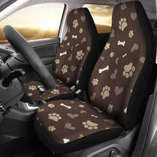 Load image into Gallery viewer, Dog Love In Brown With Dog Paws, Bones and Hearts Pattern Car Seat Covers