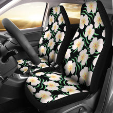 Load image into Gallery viewer, Black With Large Plumeria Frangipani Flower Pattern Hawaiian Island Floral Car Seat Covers