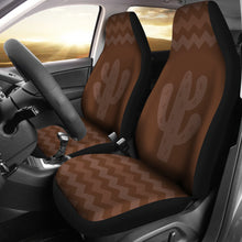 Load image into Gallery viewer, Brown Cactus Chevron Car Seat Covers Set