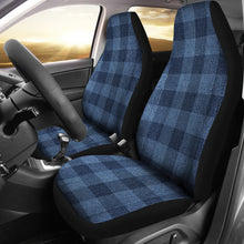 Load image into Gallery viewer, Blue Faux Denim Buffalo Plaid Car Seat Covers Seat Protectors