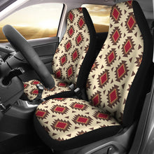 Load image into Gallery viewer, Navajo Inspired Native Tribal Ethnic Car Seat Covers in Creamy Beige and Red