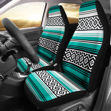 Load image into Gallery viewer, Turquoise Mexican Serape Inspired Pattern Car Seat Covers Turquoise, Black, White