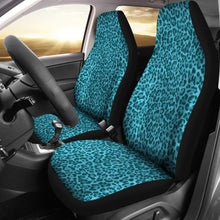 Load image into Gallery viewer, Teal Blue Leopard Skin Print Car Seat Covers