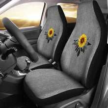 Load image into Gallery viewer, Rustic Boho Sunflower Dreamcatcher on Gray Faux Denim Style Car Seat Covers Seat Protectors