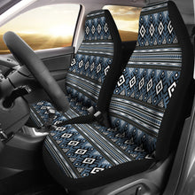 Load image into Gallery viewer, Blue , White and Black Abstract Boho Ethnic Pattern Car Seat Covers Set