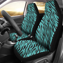 Load image into Gallery viewer, Turquoise Teal Zebra Stripe Animal Print Car Seat Covers
