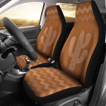 Load image into Gallery viewer, Desert Terra Cotta Chevron and Cactus Car Seat Covers Set