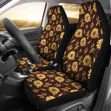 Load image into Gallery viewer, Sunflower Pattern on Dark Background Car Seat Covers Set