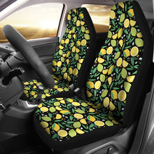 Load image into Gallery viewer, Black With Lemon Lime Citrus Pattern Car Seat Covers Set