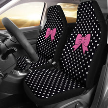 Load image into Gallery viewer, Black and White Polkadots With Pink Bows Car Seat Covers