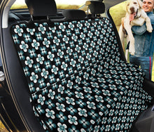Load image into Gallery viewer, Black With Teal and White Retro Hippie Flowers Pet Hammock Back Seat Cover For Dogs