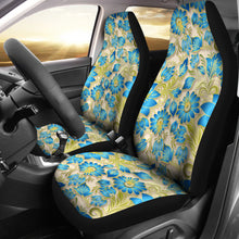 Load image into Gallery viewer, Retro Blue Flowers On Light Tan Car Seat Covers