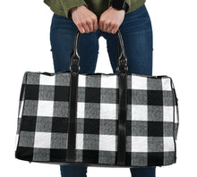 Load image into Gallery viewer, Black and White Buffalo Check Duffel Bag Travel Bag