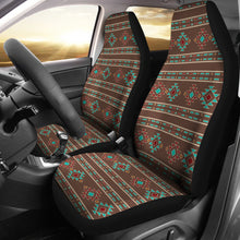 Load image into Gallery viewer, Dark Brown Turquoise, Red, Tribal, Ethnic Pattern Car Seat Covers Set
