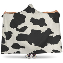 Load image into Gallery viewer, Cow Pattern Black and White Hooded Blanket With Sherpa Lining