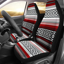 Load image into Gallery viewer, Red, Gray and Black Mexican Serape Inspired Car Seat Covers Seat Protectors Set of 2