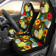 Load image into Gallery viewer, Tropical Flowers With Coconuts, Pineapple Pattern Car Seat Covers Set