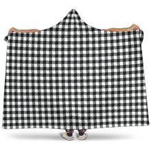Load image into Gallery viewer, Black White Buffalo Plaid Hooded Blanket Express Shipping Only