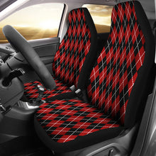 Load image into Gallery viewer, Red and Black Large Argyle Print Car Seat Covers