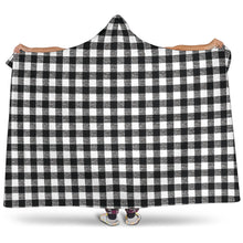 Load image into Gallery viewer, Black and White Buffalo Check Hooded Blanket