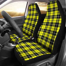 Load image into Gallery viewer, Yellow Black and White Plaid Car Seat Covers Set Of 2