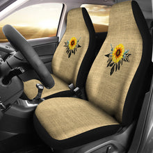 Load image into Gallery viewer, Burlap Style Background With Sunflower Dreamcatcher Car Seat Covers Set of 2