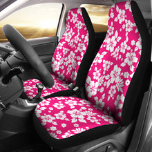Load image into Gallery viewer, Hot Pink White Hibiscus Hawaiian Flower Car Seat Covers