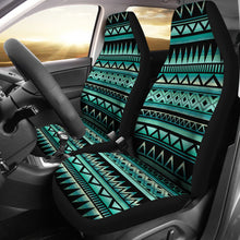 Load image into Gallery viewer, Teal and Black Tribal Pattern Abstract Car Seat Covers