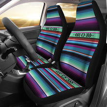 Load image into Gallery viewer, Purple, Green and Blue Mexican Serape Style Striped Car Seat Covers Set