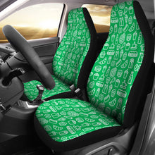 Load image into Gallery viewer, Delivery Driver Green and White Fast Food Pattern Car Seat Covers Set of 2