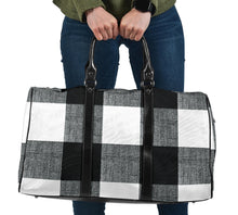 Load image into Gallery viewer, Black and White Buffalo Check Duffel Bag Travel Bag