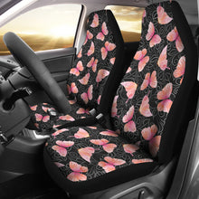 Load image into Gallery viewer, Black and White Leaves With Pink Butterflies Car Seat Covers